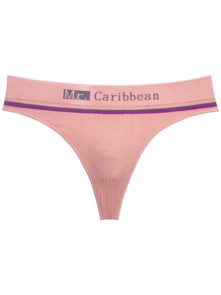 Men's Wide Waist Vertical Striped Seamless Thong