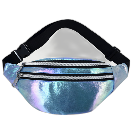 Double Pocket Holographic Waist Bag