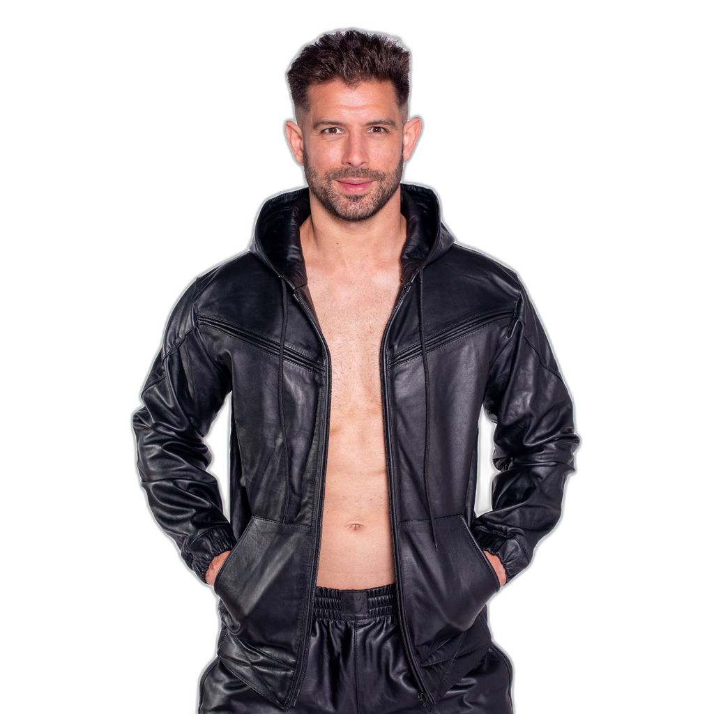 Prowler RED V Sports Leather Jacket Black
