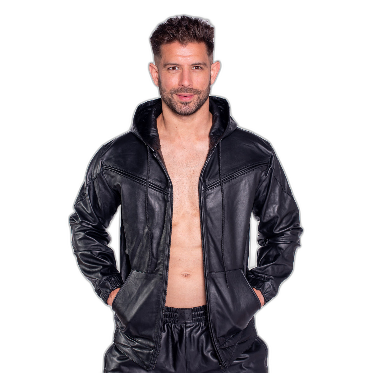 Prowler RED V Sports Leather Jacket Black