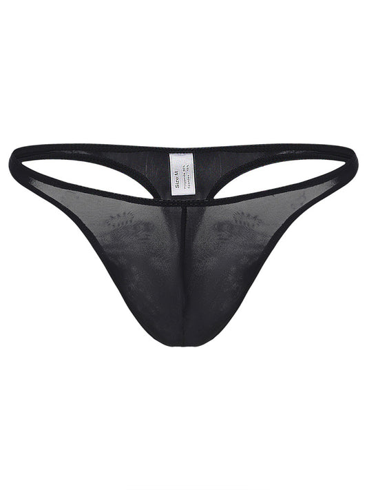 Men's Low-Rise Solid Color Ice Silk Thong