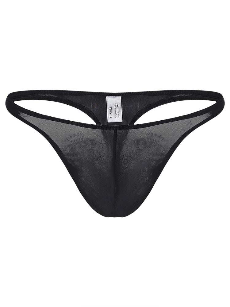 Men's Low-Rise Solid Color Ice Silk Thong