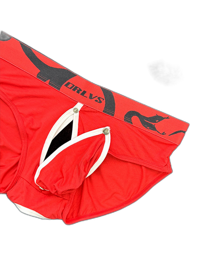 2 Pack Men's Detachable Pouch Open-Crotch Breathable Modal Soft Briefs