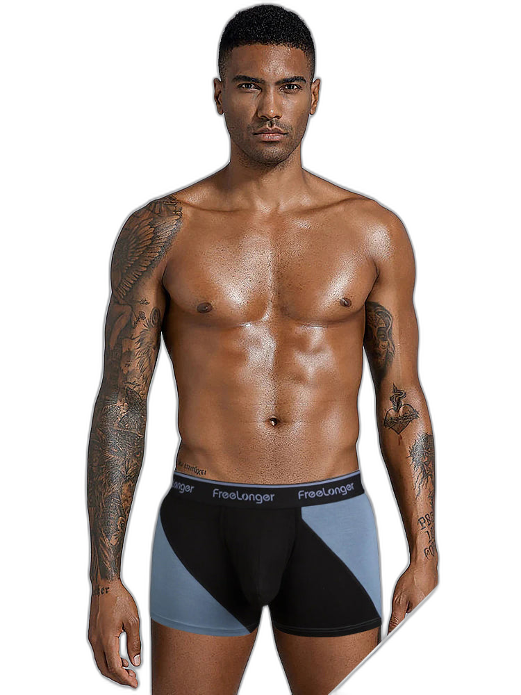 FreeLonger Men's Big Pouch Breathable Seamless Trunks