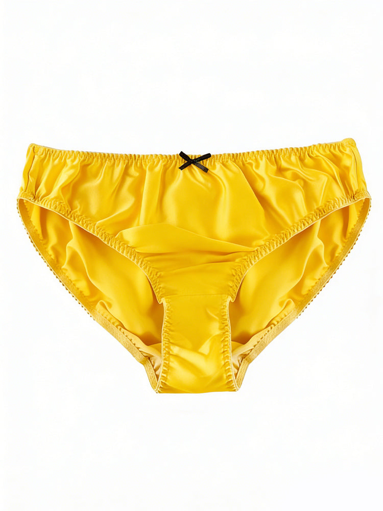 Simple Small Bow Mulberry Silk Solid Color Briefs