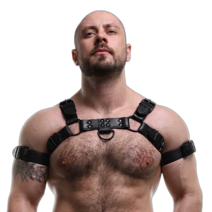 ruff GEAR Double Tone Leather Bulldog Harness Black