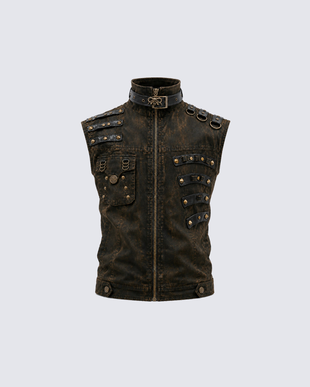 KIIKIO Retro-Style Distressed Metal-Rivet Versatile Vest