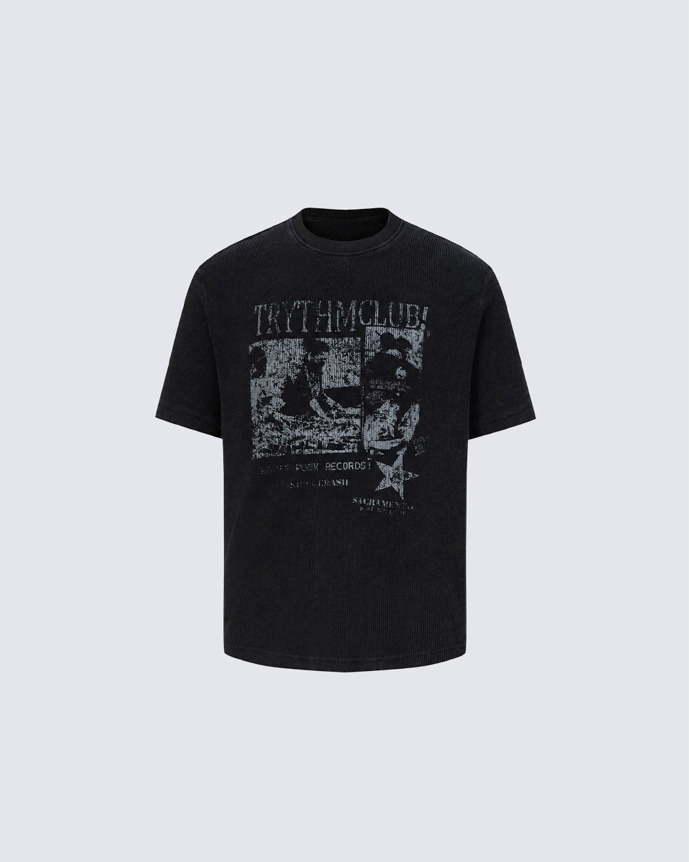 Waffle New Texture Vintage Washed Short T-Shirt