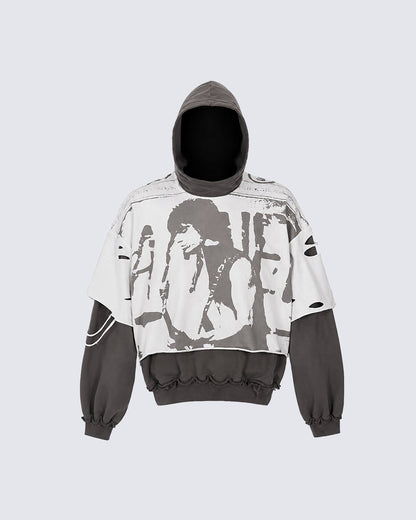 KIIKIO Grunge Layered Hoodie
