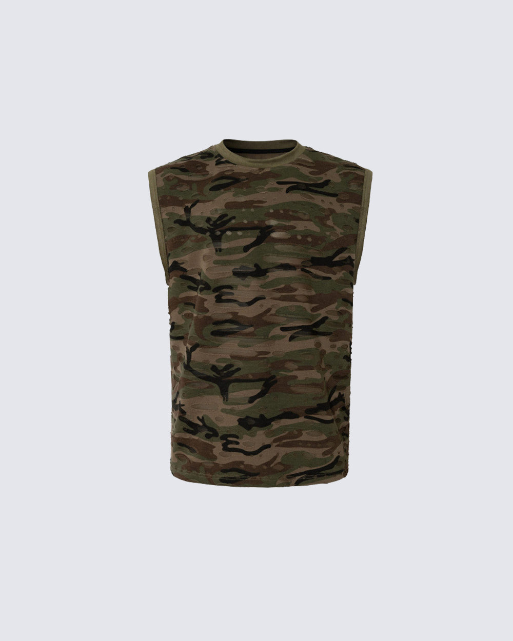American Retro Wasteland Style Ripped Camouflage Vest