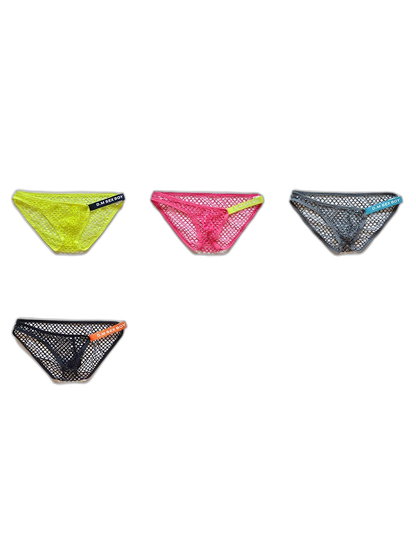 2 Pack Men's Low Waist Sexy Mesh Breathable Sports Transparent Briefs