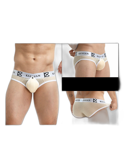 2 Pack Men's Sexy Mesh Front Opening Sponge Coaster Briefs