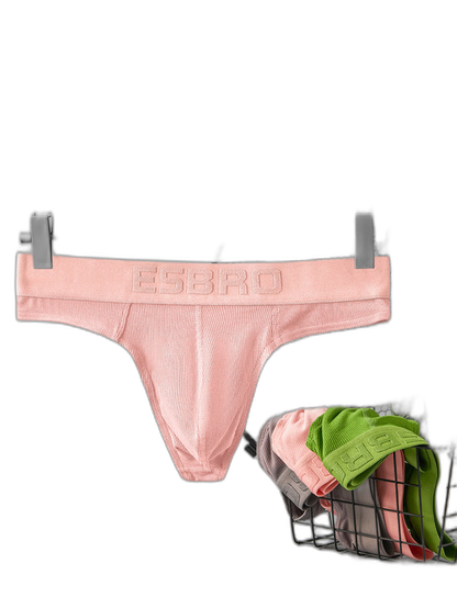 2 Pack Men's Ribbed Butt-Lifting U-Pouch Sexy Thong