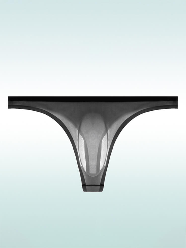 Men's Sexy Sheer U-Bulge Pouch Ice Silk Thong