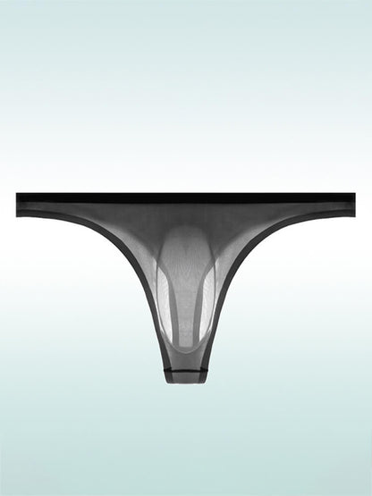 Men's Sexy Sheer U-Bulge Pouch Ice Silk Thong