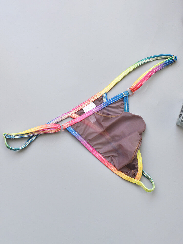 Men's Mesh Pouch Ultra-Thin Rainbow Thong