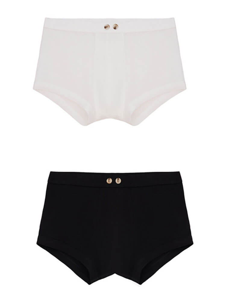 Men's Solid Color Button Soft Tencel Boxer Briefs