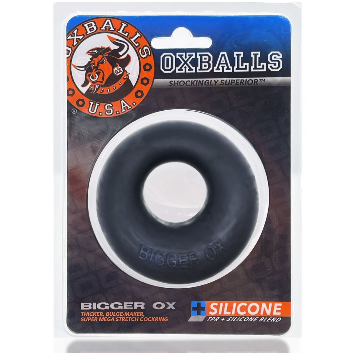 Oxballs Bigger Ox Thicker Bulge Maker Super Mega Stretch Cockring Black Ice