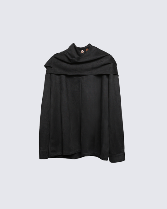 Asymmetric Collar Button-Up Shirt
