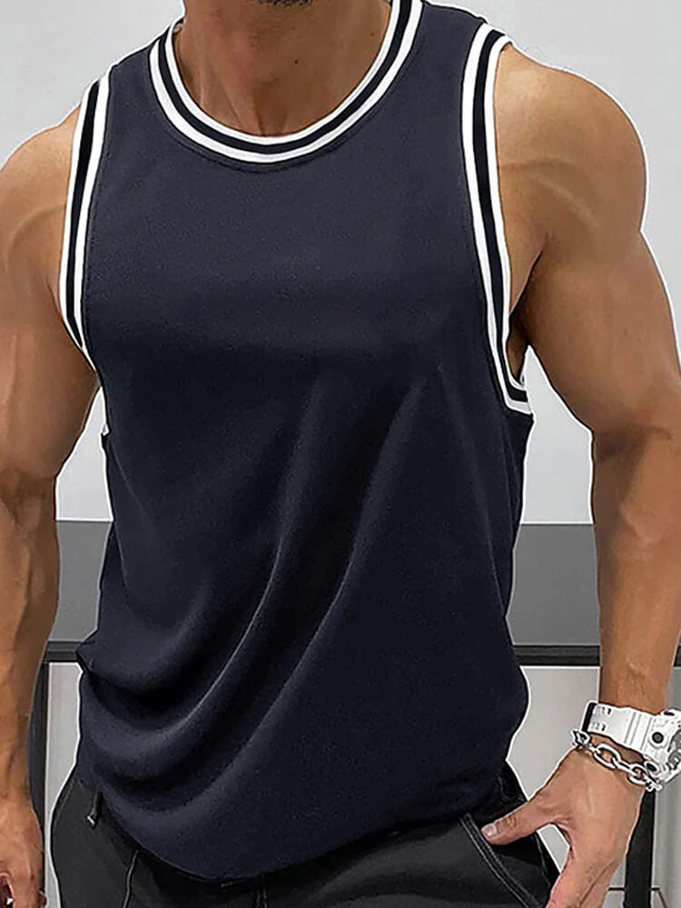 Men's Solid Color Crew Neck Sports Fitness Vest