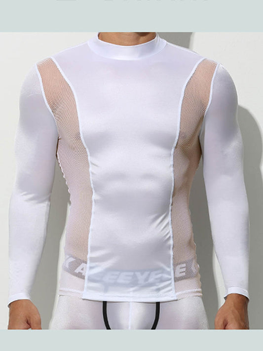 Men's Sexy Tight-Fitting Sheer Top and Trousers Set