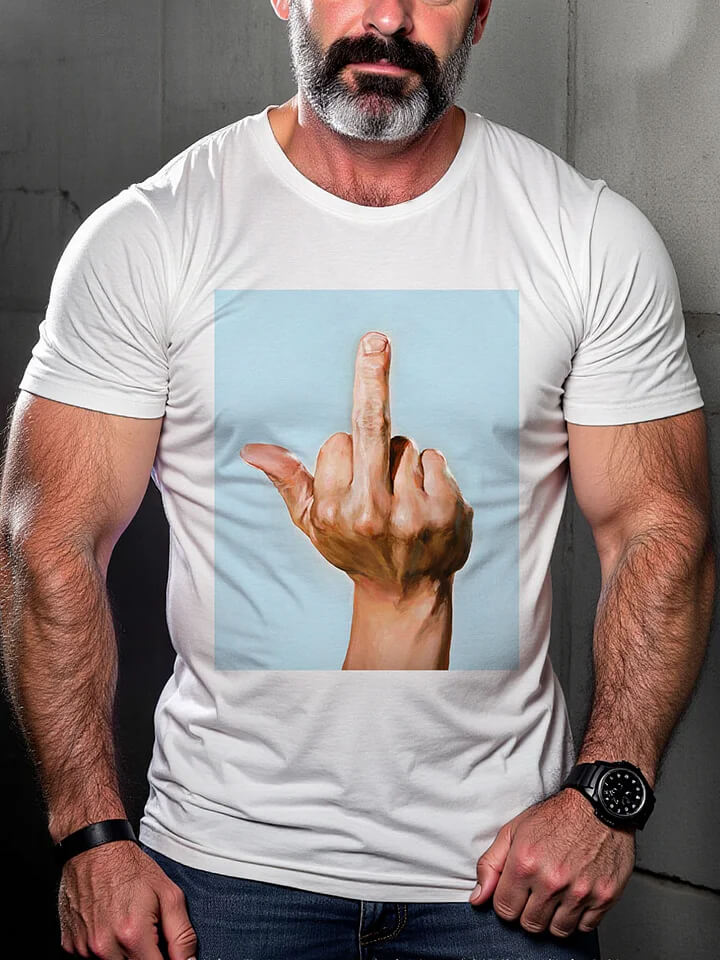Men's Casual Middle Finger Hand Print Pride T-shirt