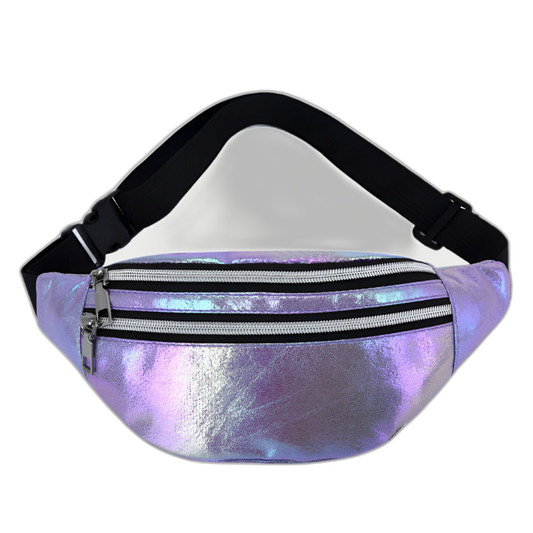 Double Pocket Holographic Waist Bag