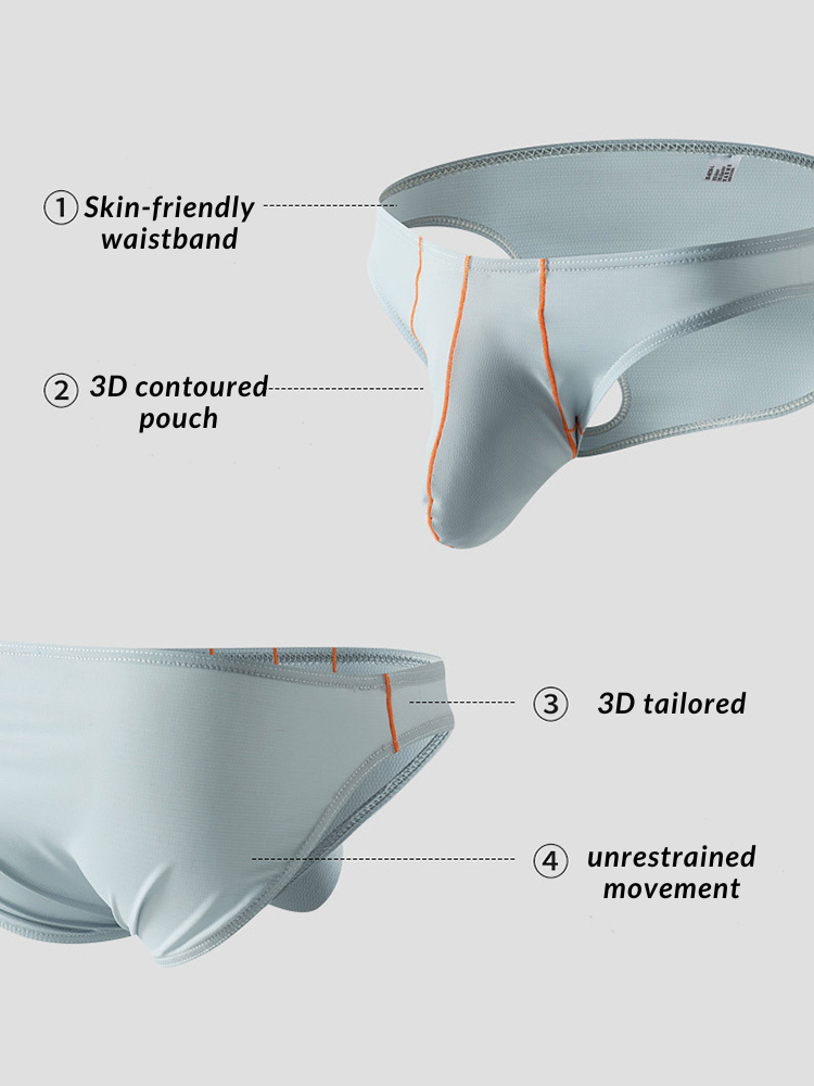 3 Pack Men's U-Pouch Ice Silk Briefs