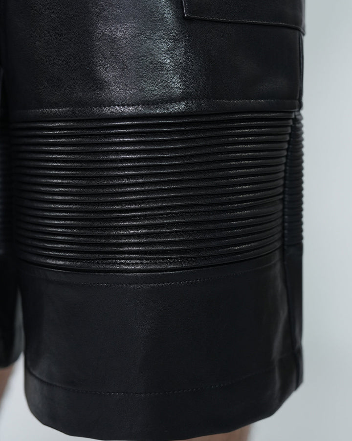 Gothic Deconstructed Patchwork Heavy PU Cargo Shorts