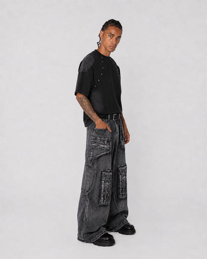 Vintage Spray-Print Distressed Studded New Tee