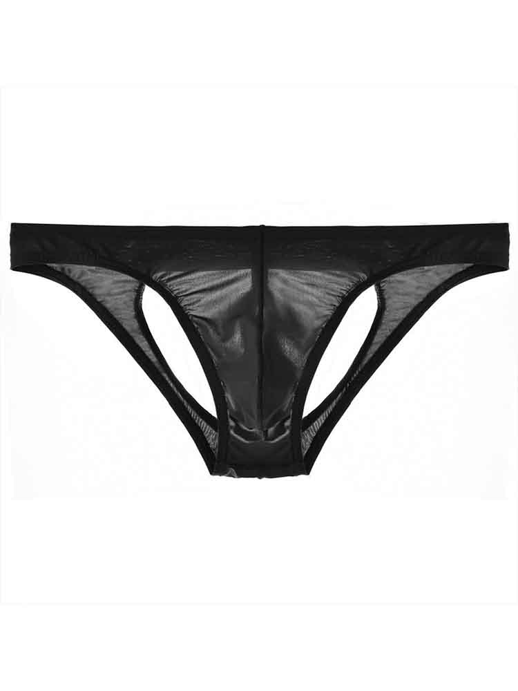 Men's Silk Transparent Low-waist Jockstrap Briefs 