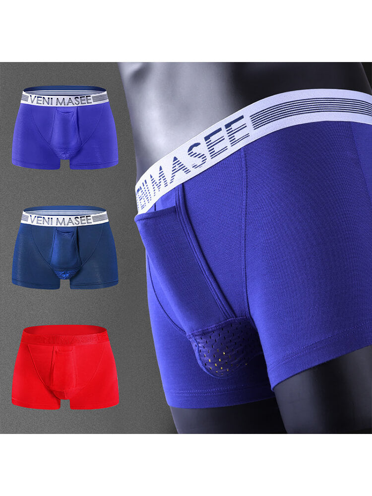 Men's Sexy Ice Silk Pouch-Separating Boxer Briefs Set