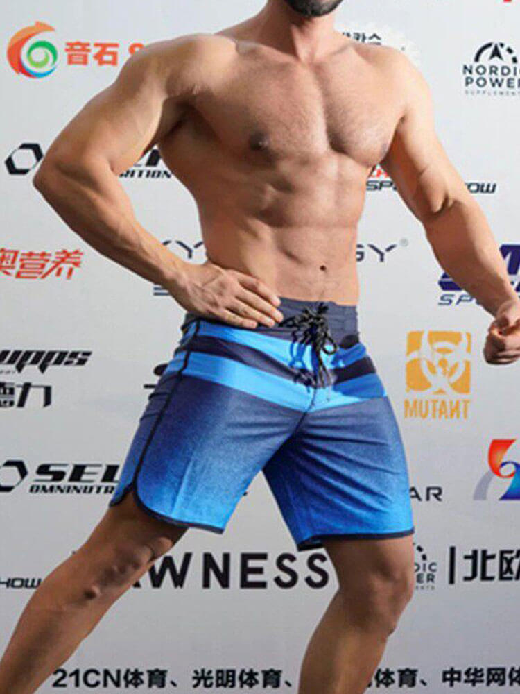 Men's Printed Bodybuilding Beach Drawstring Shorts