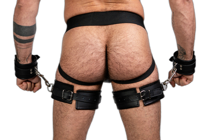ruff GEAR Leather Deluxe Locking Thigh To Wrist Cuffs