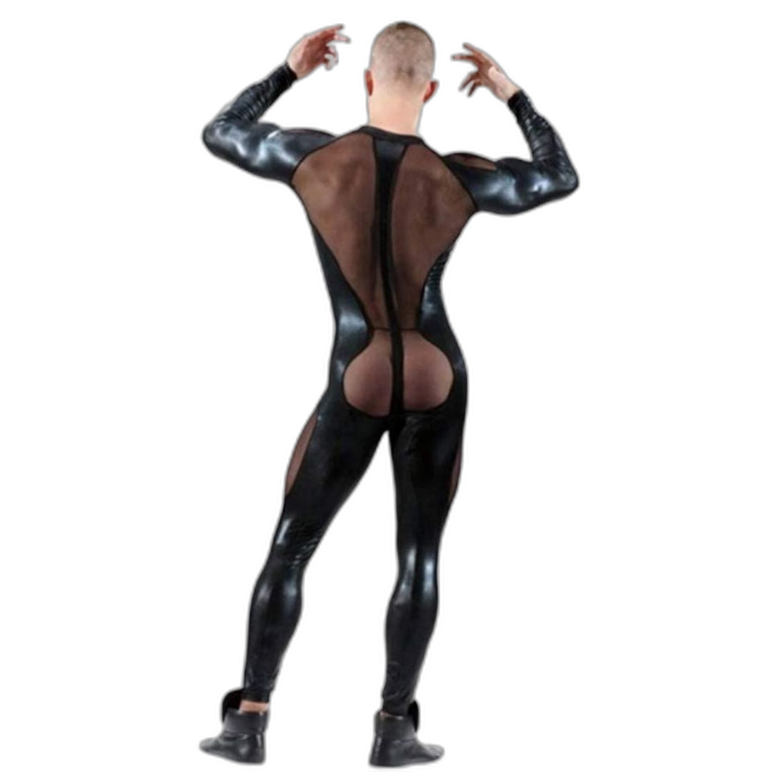 PVC Leather Mesh Kink Bodysuit