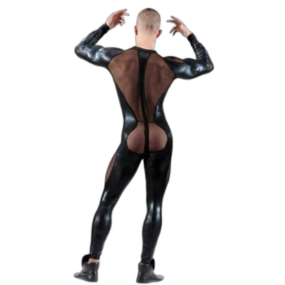 PVC Leather Mesh Kink Bodysuit