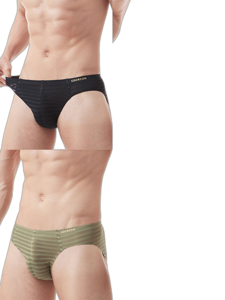 3 Pack Men's Mesh Nylon Breathable Solid Color Bikini