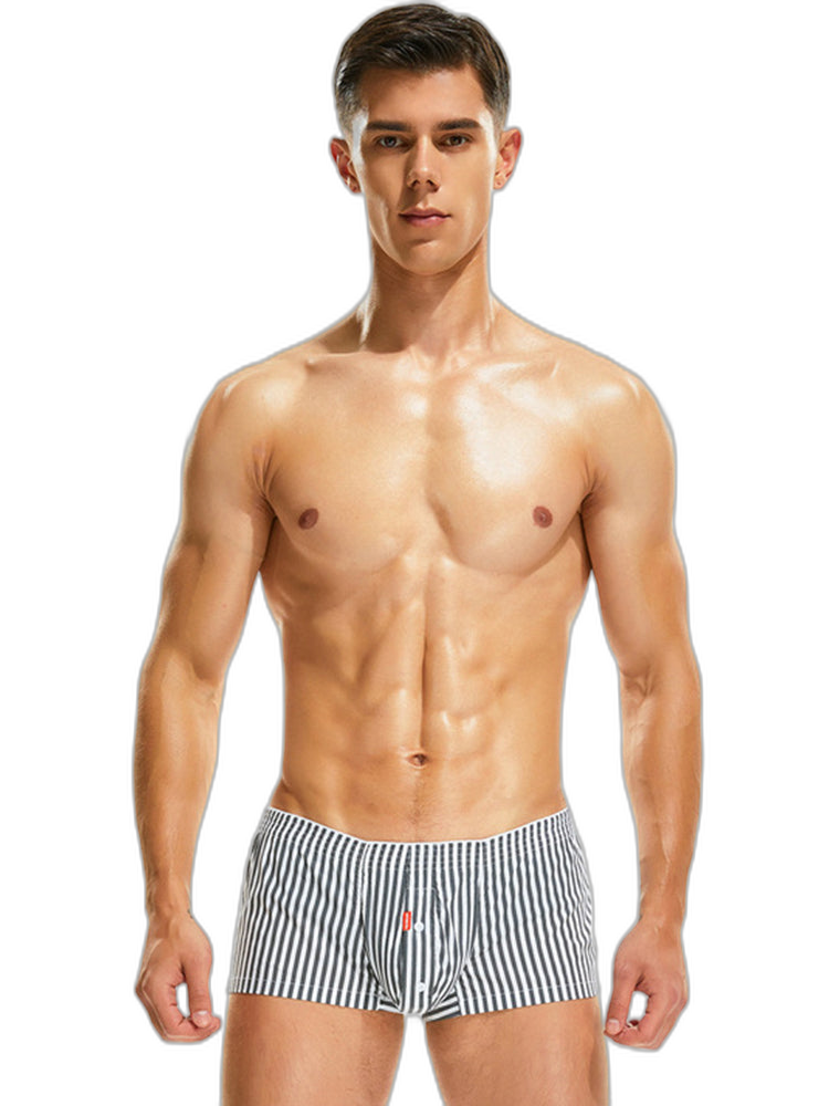 2 Pack Men’s Classic Striped Trunks with Button Fly