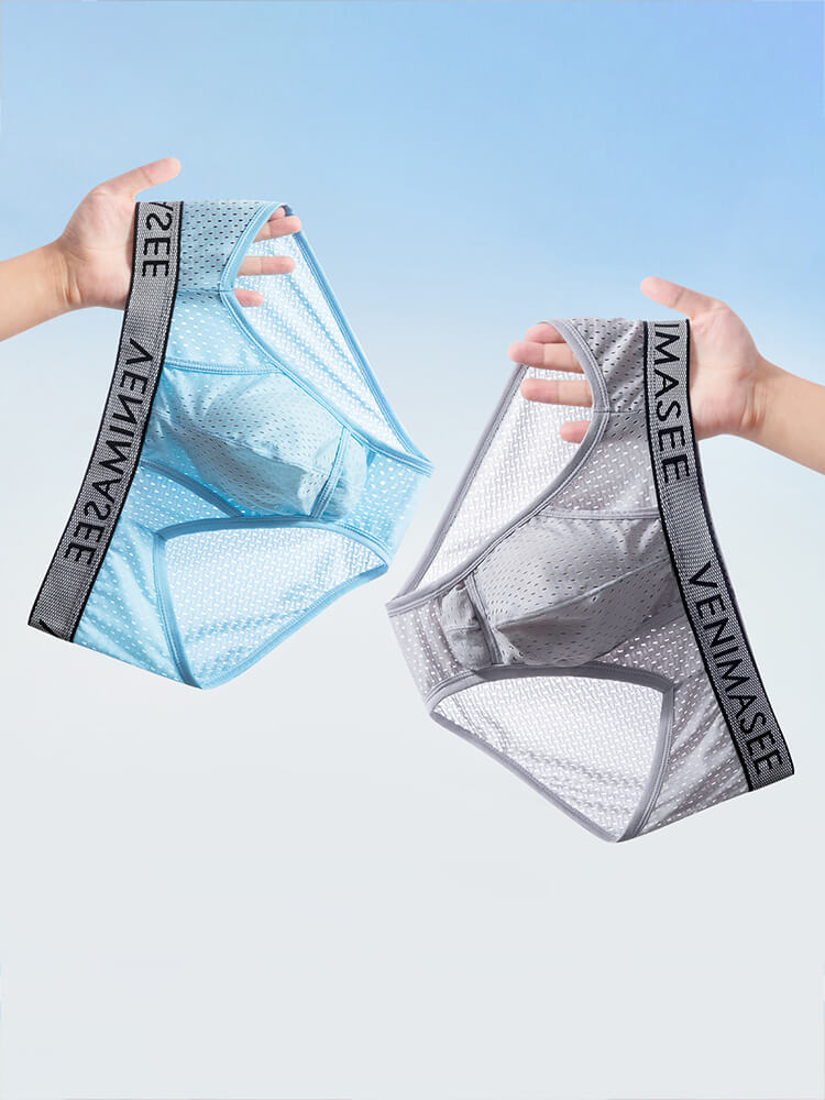 Men's Separated-Pouch Ice Silk Mesh Breathable Briefs
