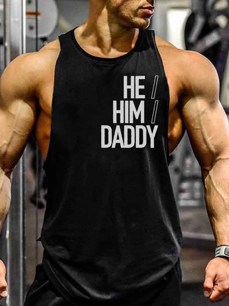 He Him Daddy Letter Graphic Print Tank Top