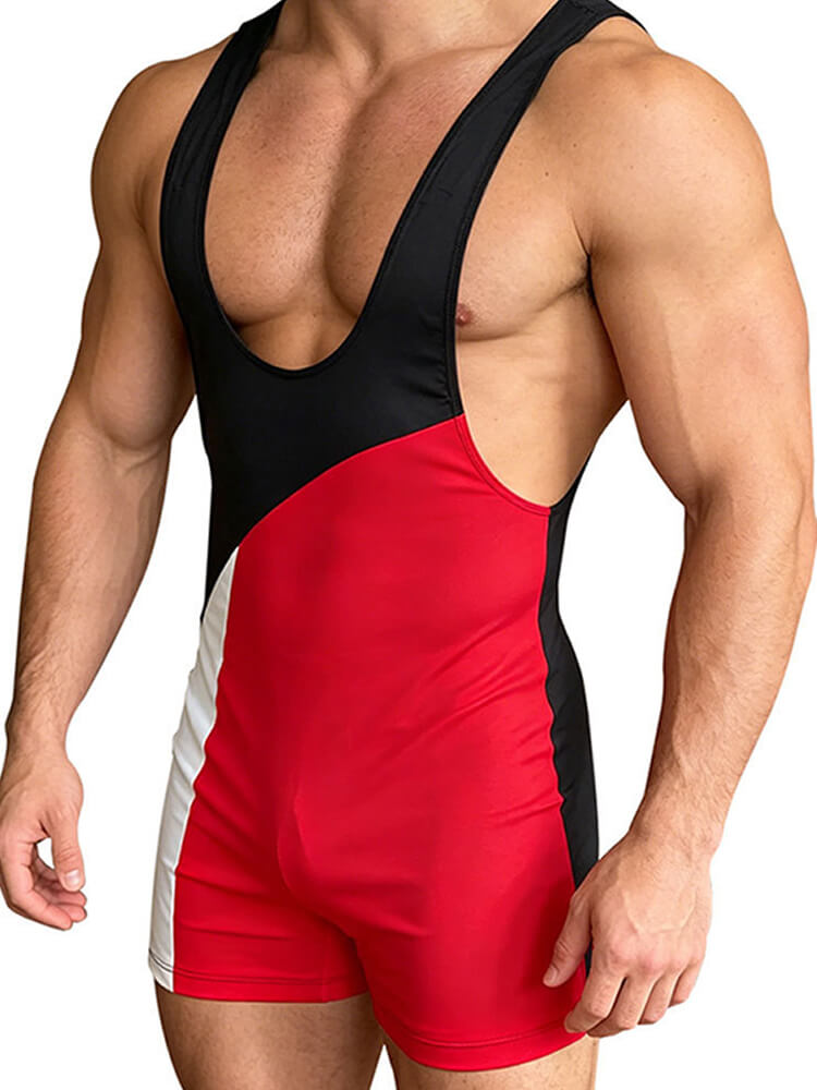 Men's Colorblock Elastic Quick Dry Sports Bodysuit