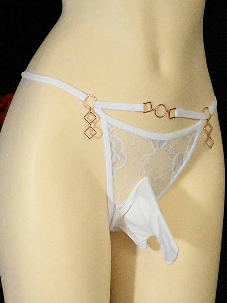 Men's Sexy Cock Sock Closed Lace Thong