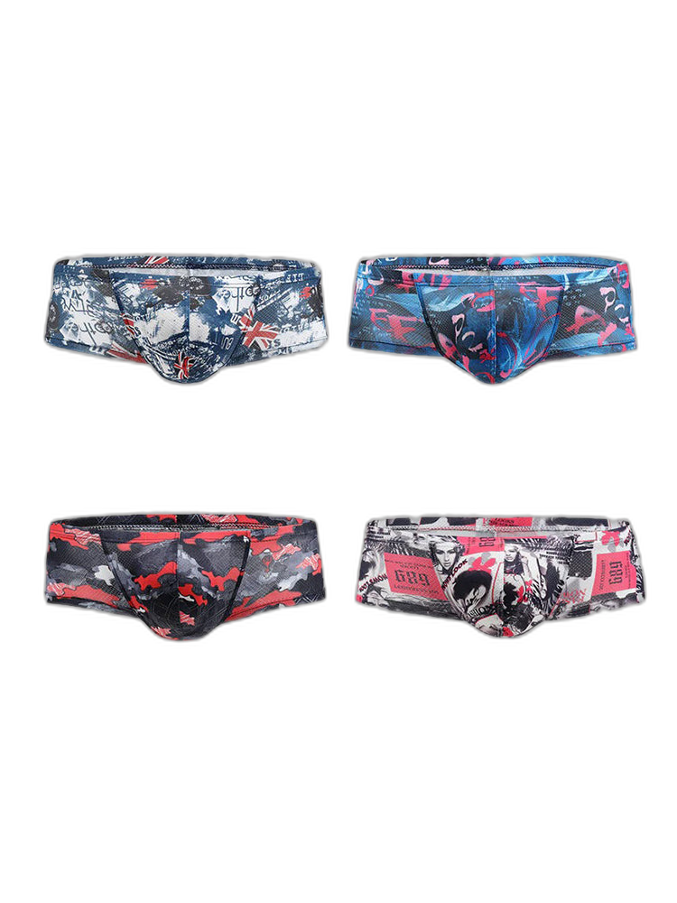 4 Pack Men's U-Pouch Low-Rise Moisture-Wicking Trunks