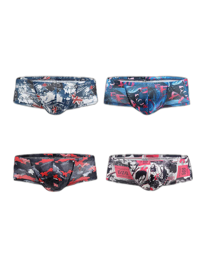 4 Pack Men's U-Pouch Low-Rise Moisture-Wicking Trunks