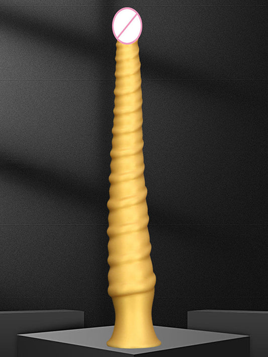 Huge Gold Spiral Silicone Suction Cup Dildo Plug