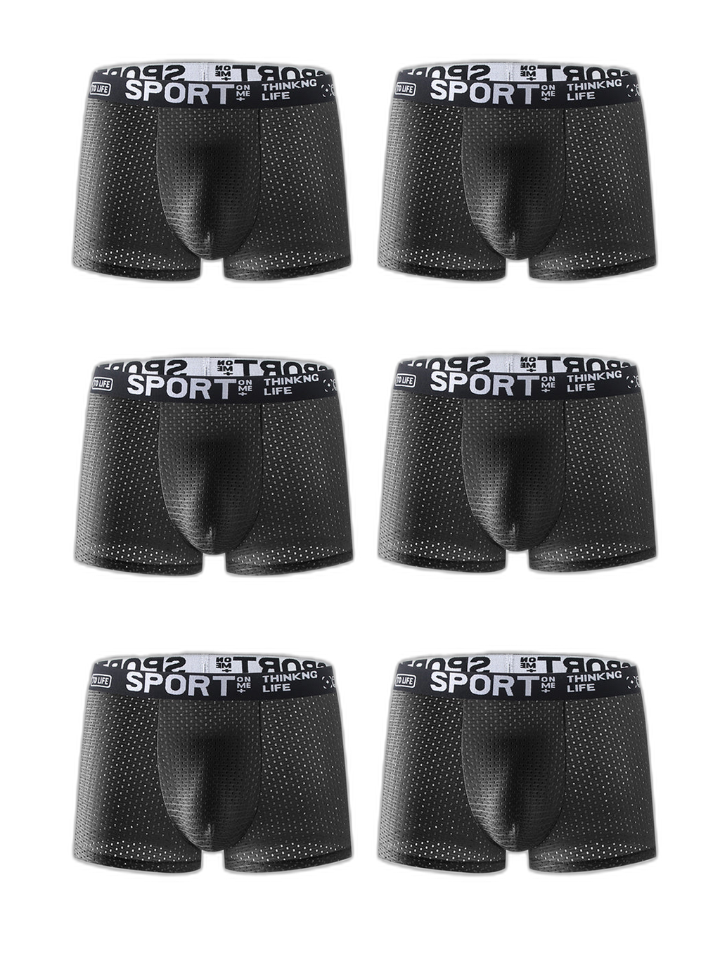 6 Pack Men’s Contour Pouch Mesh Trunks
