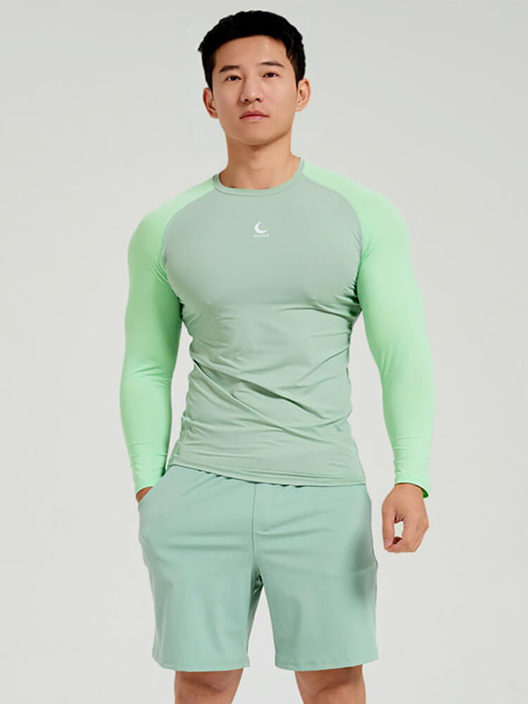 Men's Slim Color-Blocked Top Shorts 2-Piece Set