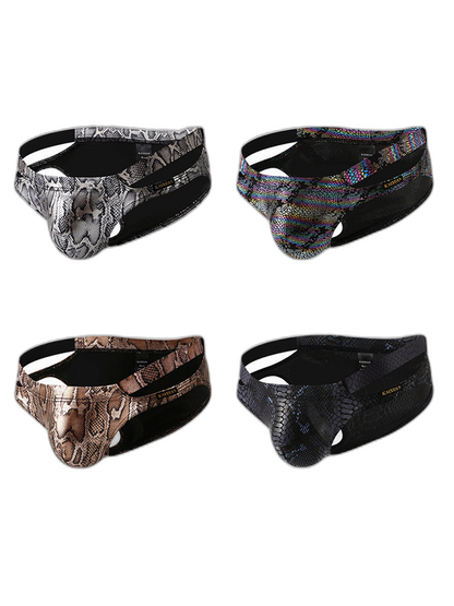2-pack Men's Snake Print Hollow Briefs