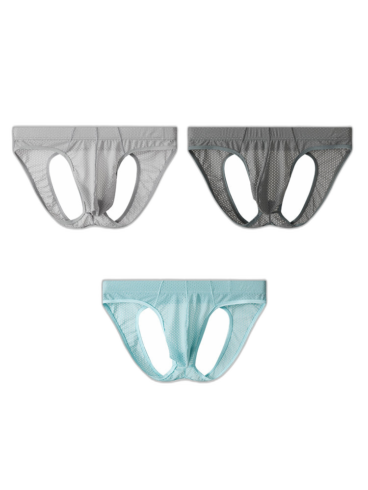 3 Pack Men's Sexy Mesh Transparent Big Pouch Jockstrap