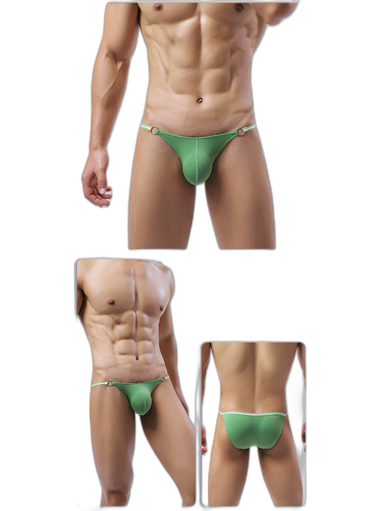 3 Pack Men's Sexy Low-Rise Bikini with Metal Ring